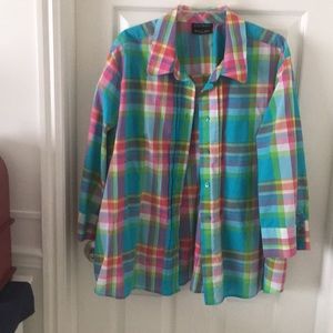 Bright plaid blouse .great condition